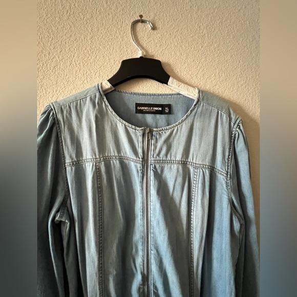 Gabrielle Union & NYC Belted Zip-Front Denim Jumpsuit XL - Picture 10 of 10